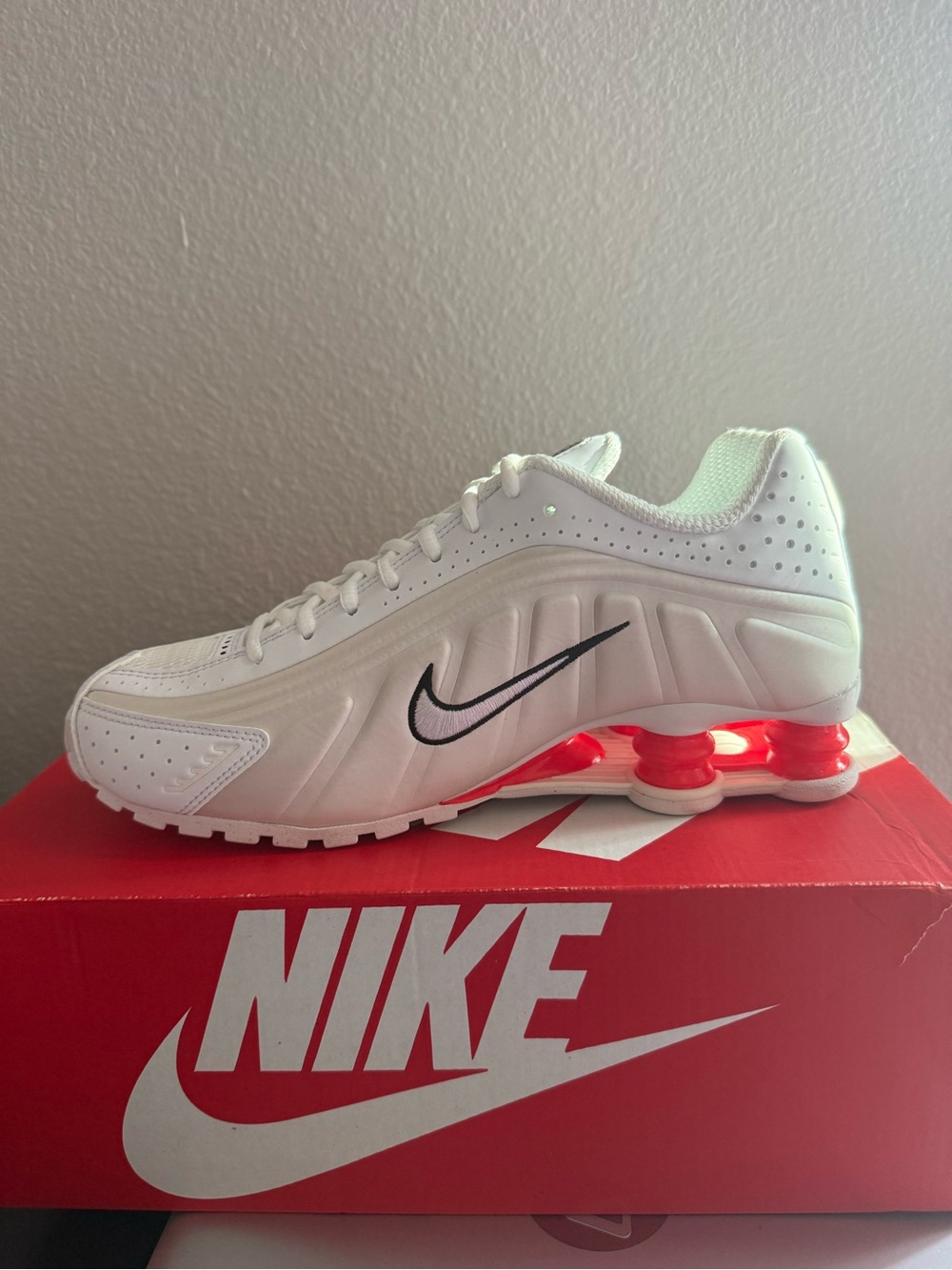 New Nike White and Red Shox Sneaker